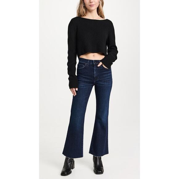 Le Kasha Cannes Cashmere Cropped Ribbed Knit Sweater Black - One Size - Picture 7 of 7